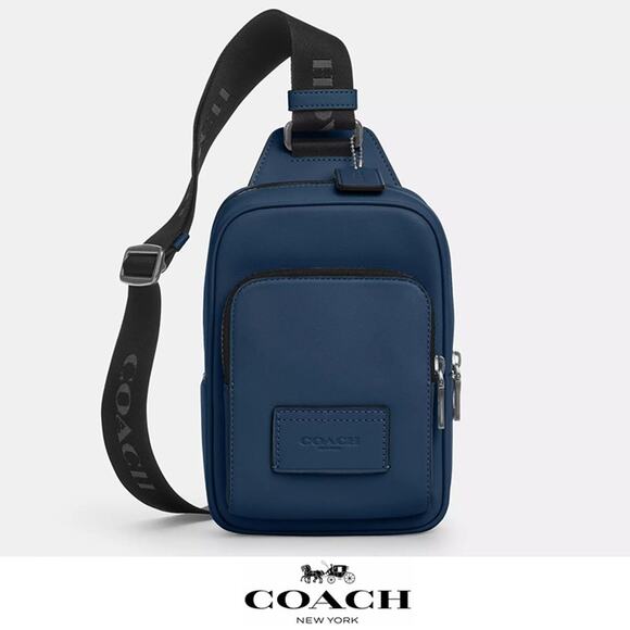 ❤️ Coach Racer Sling Pack Smooth leather Dark Denim - Picture 1 of 9